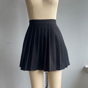 Preppy Black Pleated Mini Skirt (S)